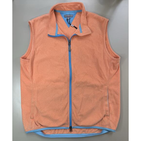Peter Millar Other - Peter Millar Mens Crown Warmth Fleece Vest M Orange Lightweight Full Zip Golf